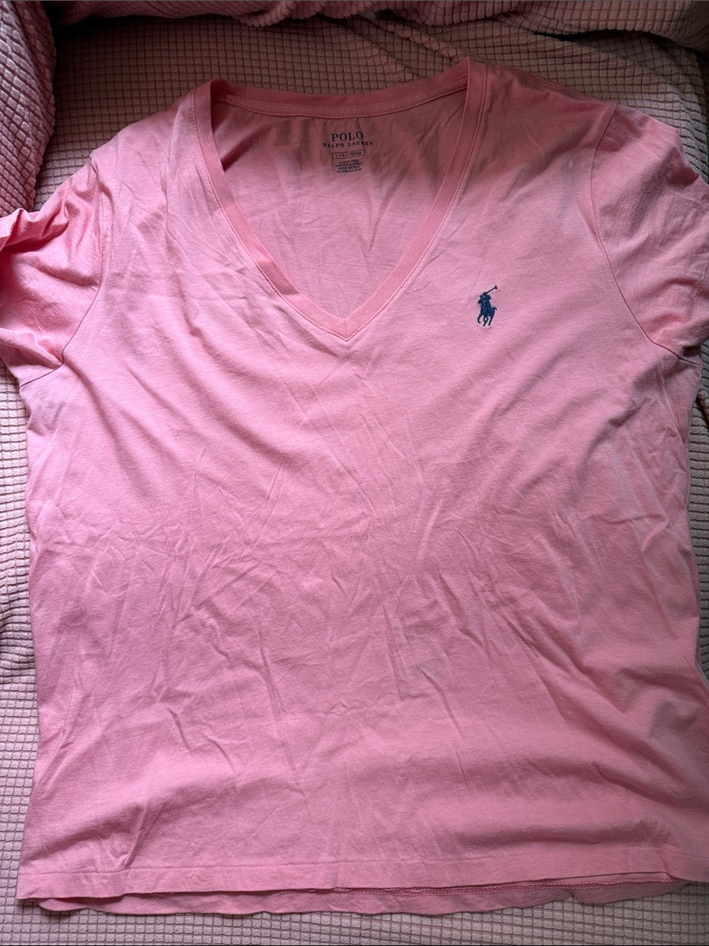 Polo by Ralph Lauren Pink V-Neck Pony Logo Tee